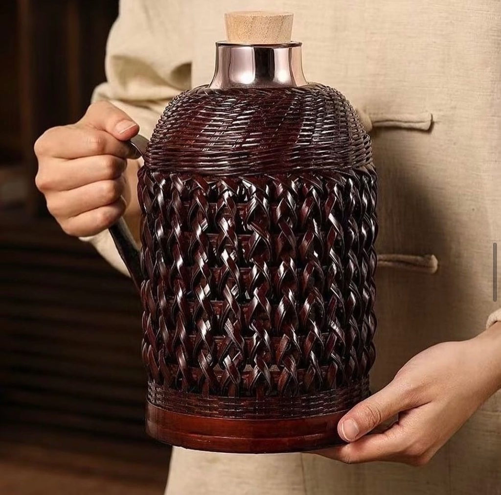 Rattan Wrapped Thermos Carafe