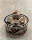 Glazed Old Ore Wu Cai Chicken Tea Set, 80mL