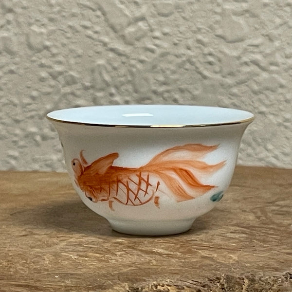 Chaozhou Handpainted Vintage-style Goldfish Teacup, 25mL