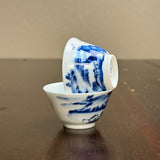 Blue and White Mountains and Water w/ Fisherman Teacup, 35mL