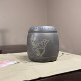 Nixing Drum Tea Caddy w/ Carved Lotus