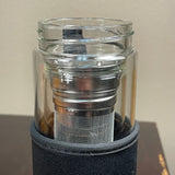 400mL Double Glass Vacuum Tea Flask with Bamboo Lid