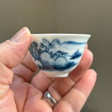 Blue and White Mountains and Water Teacup, 35mL