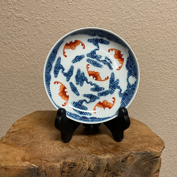 Jingdezhen Qinghua Handpainted Bat and Clouds Plate