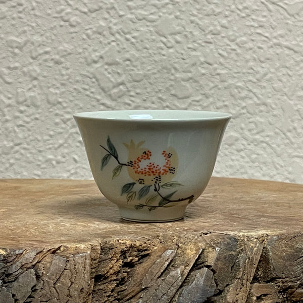Yellow pomegranate ash glaze teacup, 35mL