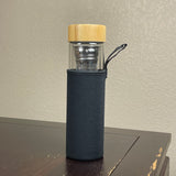 400mL Double Glass Vacuum Tea Flask with Bamboo Lid