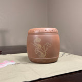 Nixing Drum Tea Caddy w/ Carved Lotus