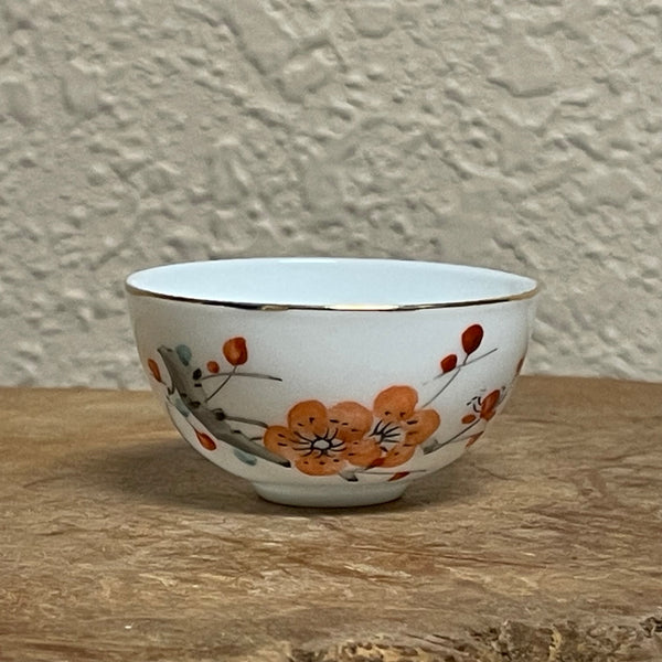 Chaozhou Handpainted Vintage-style Cherry Blossom Teacup, 20mL