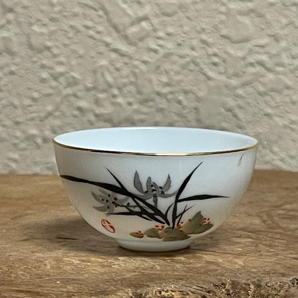 Chaozhou Handpainted Vintage-style Orchid Teacup, 20mL