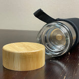 400mL Double Glass Vacuum Tea Flask with Bamboo Lid