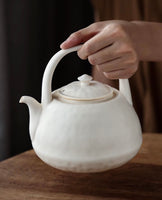 Jingdezhen 900mL Cloud White Clay Tea Kettle and Stove Suite