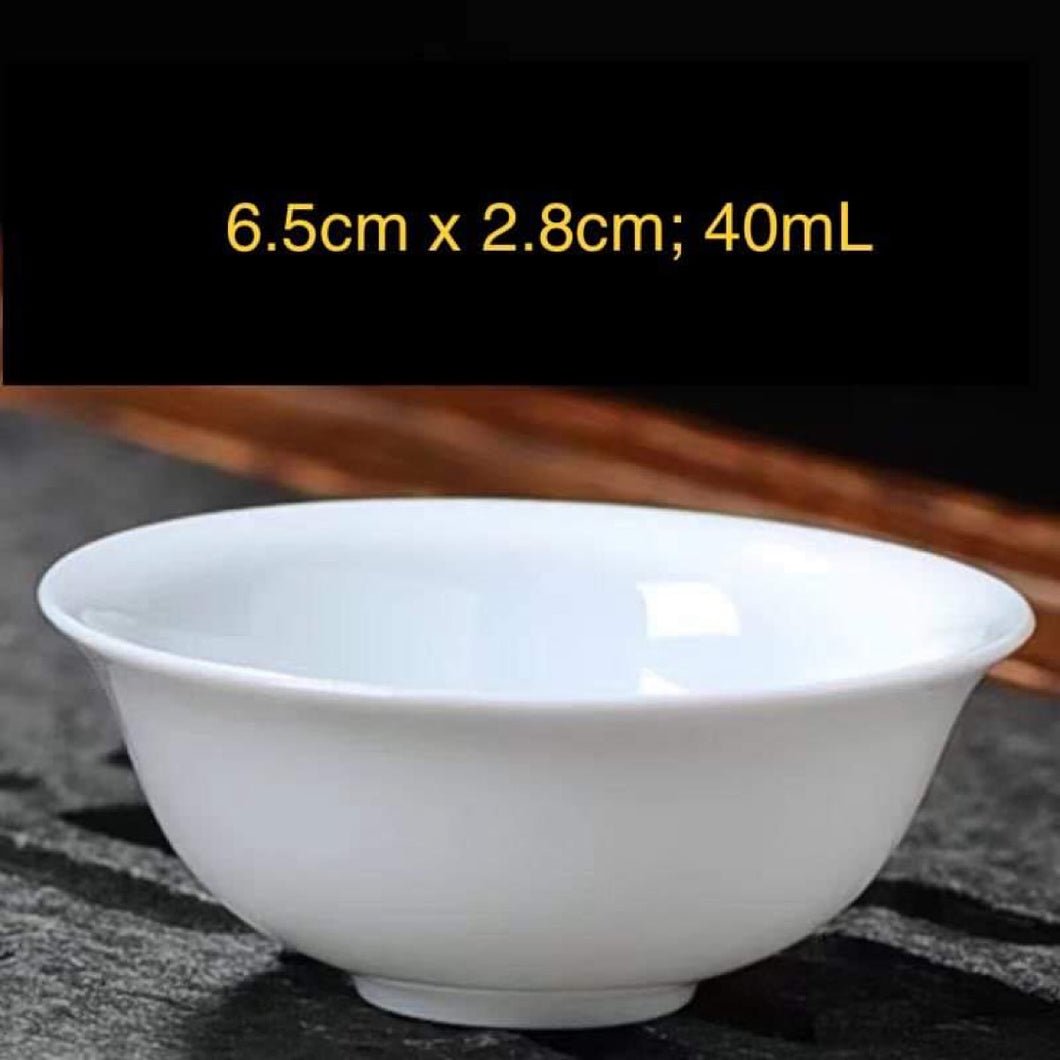 40mL White Porcelain Gongfu Tea Cup, set of 3