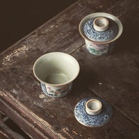 Jingdezhen Qinghua Peony or Chrysanthemum Gaiwan, 120mL