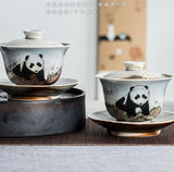 160mL Panda Handmade Wood Fired Fambe Gaiwan