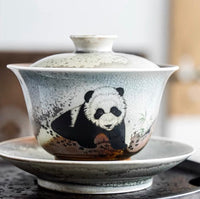 160mL Panda Handmade Wood Fired Fambe Gaiwan