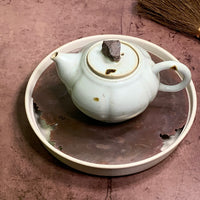 Milky Glazed Teapot with Stone Knob