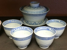 Vintage-style Linglong 玲珑 Rice Pattern Gaiwan and Cups
