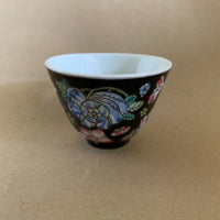 Vintage Black ‘Wan Hua’ 60ml Teacup and Saucer