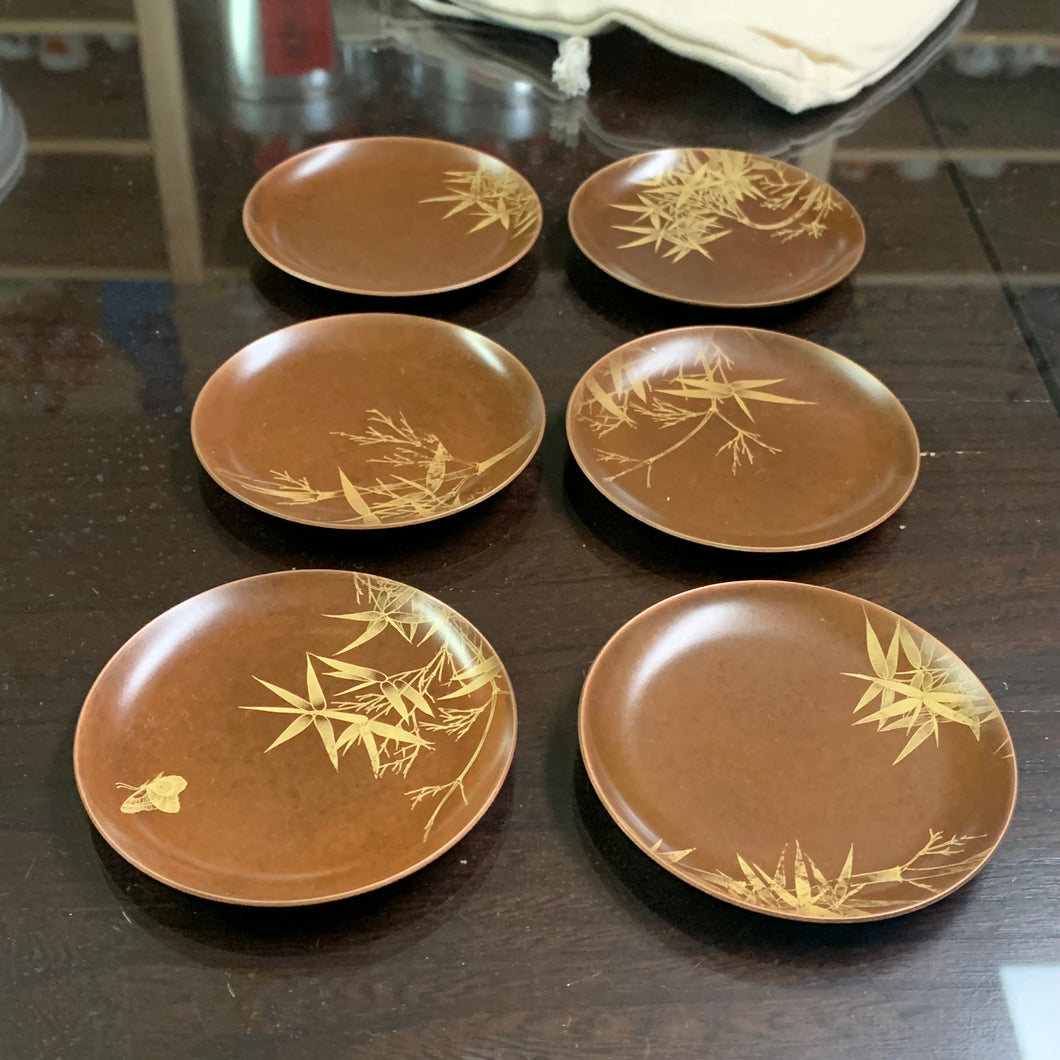 Engraved Copper Coasters (Bamboo Theme), 6pcs